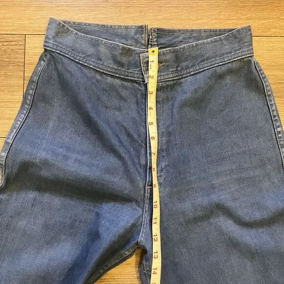 Rare Vintage 70's Retro Wide Leg Levi’s High Waist Indigo Jeans Size 28 - Picture 6 of 15